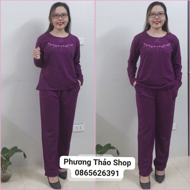 Bộ Nỉ Da Cá Trung Niên Mặc Nhà Cho Mẹ_ Bộ Mặc Thủ Đông