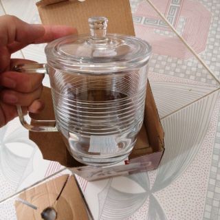Cốc thủy tinh có quai nắp CAO CẤP loại cỡ đại