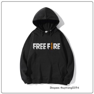 SALE- Áo Hoodie Đen Trắng In Logo Game Free Fire - áo cực HOT