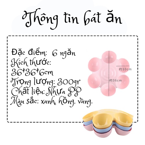 Bát ăn chia ngăn chó mèo- bát tập ăn chó mèo con- bát ăn hình bông hoa  cao cấp 6 ngăn thông minh