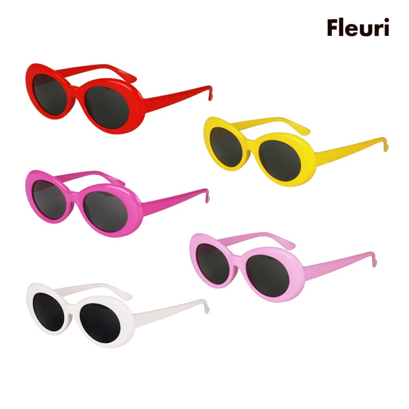 [Fleurir] Kính Mát Gọng Dày Hình Oval Phong Cách Retro