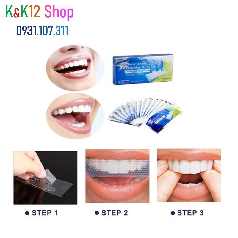 Miếng dán trắng răng tiện lợi Advanced Teeth Whitening Strips