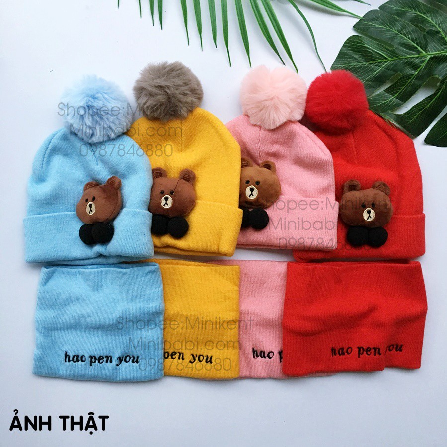 Set khăn mũ len cực đẹp cho bé mùa đông
