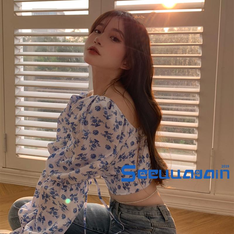 Áo Croptop Tay Dài Phối Dây Đan Chéo Thiết Kế Xuyên Thấu Quyến Rũ