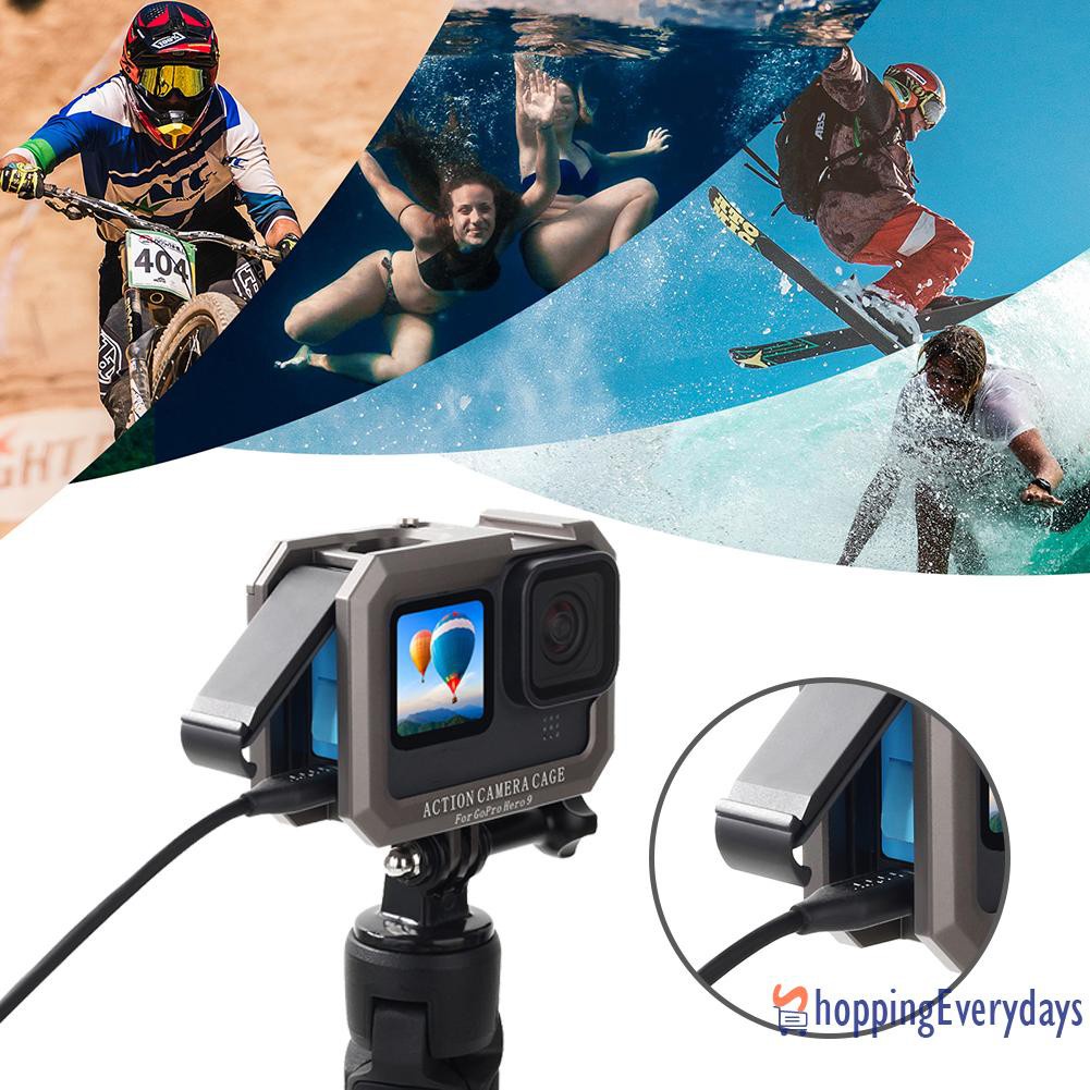 【sv】 Aluminum Housing Case for GoPro Hero 9 Camera Metal Cage Protective Frame