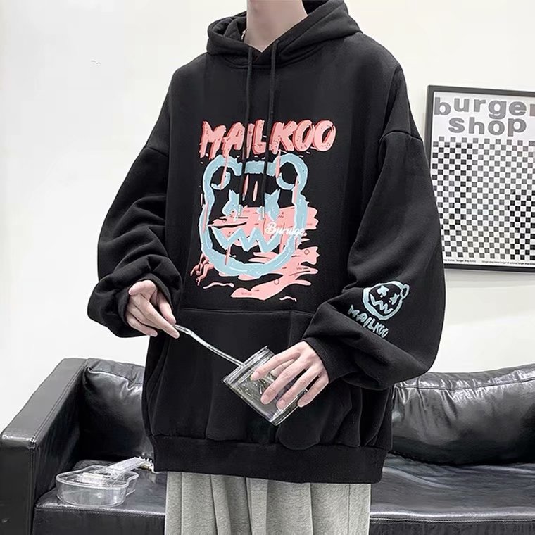 Áo Hoodie Dáng Rộng In Họa Tiết Độc Đáo Thời Trang Mùa Đông Cho Nam 3 Màu Size M-5Xl