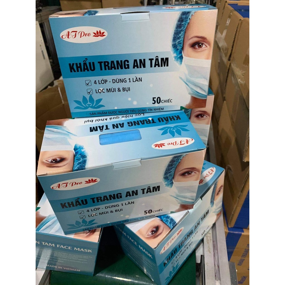 Hộp 50 Cái Khẩu Trang Y Tế 4 Lớp An Tâm-free ship