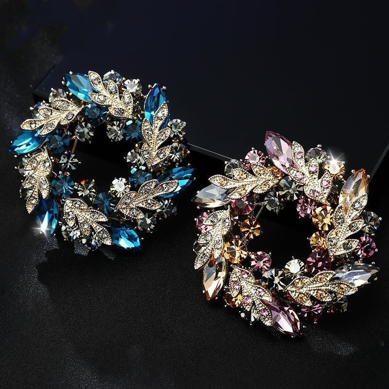 Ghim Cài Áo Hình Hoa Đính Đá Pha Lê Nhân Tạo Phong Cách Thanh Lịch Thời Trang