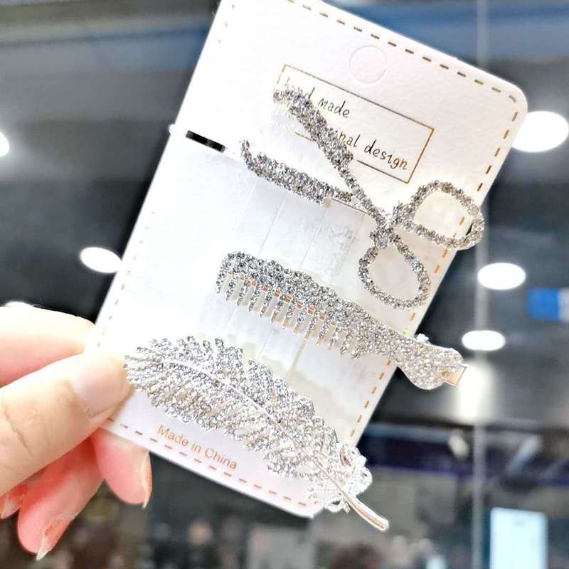Kẹp Tóc Đính Đá Nhân Tạo Lấp Lánh Phong Cách Hàn Quốc