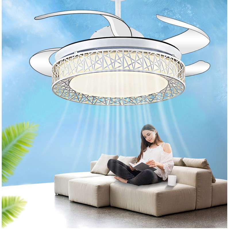 Đèn Quạt Trần Giấu Cánh Cụp Xòe Cao Cấp (Có điều khiển từ xa) | BigBuy360 - bigbuy360.vn