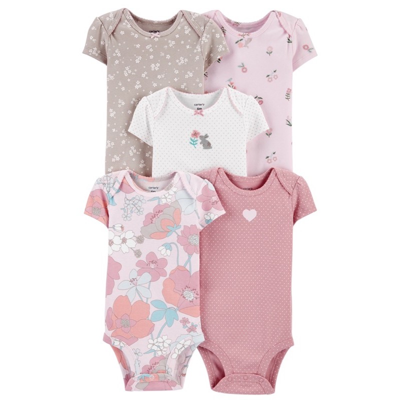 Set 3 chiếc body chíp 100% cotton hãng Carter's cho bé trai bé gái từ sơ sinh đến 24 tháng