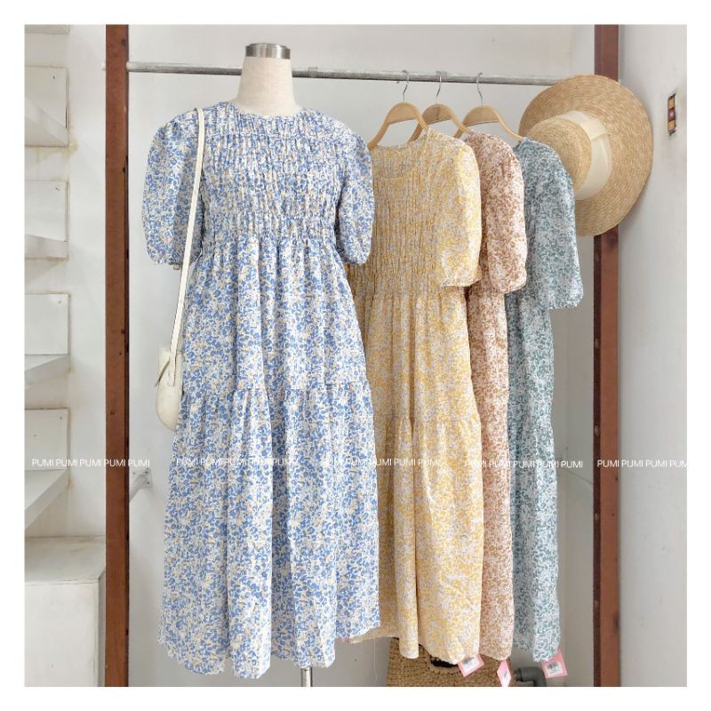 Đầm cổ tròn tay ngắn nhung thun Pumi