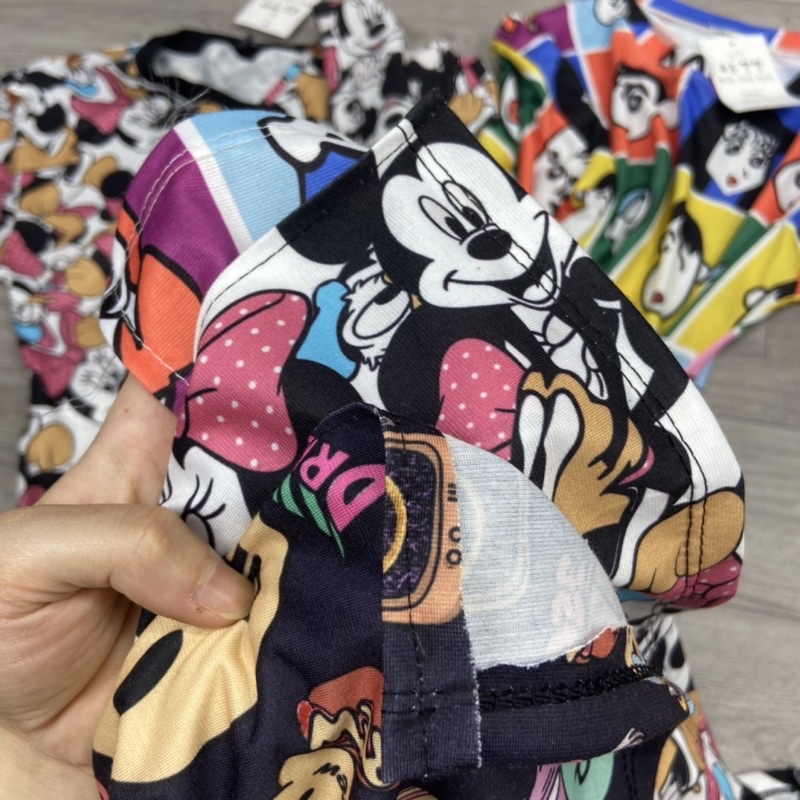 Váy suông hoạt hình 3D có túi xẻ tà Đầm xuông dáng rộng tay lỡ giấu quần chất cotton