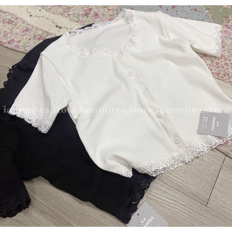 Áo Croptop Tay Ngắn Viền Ren YUMI BÁN SỈ