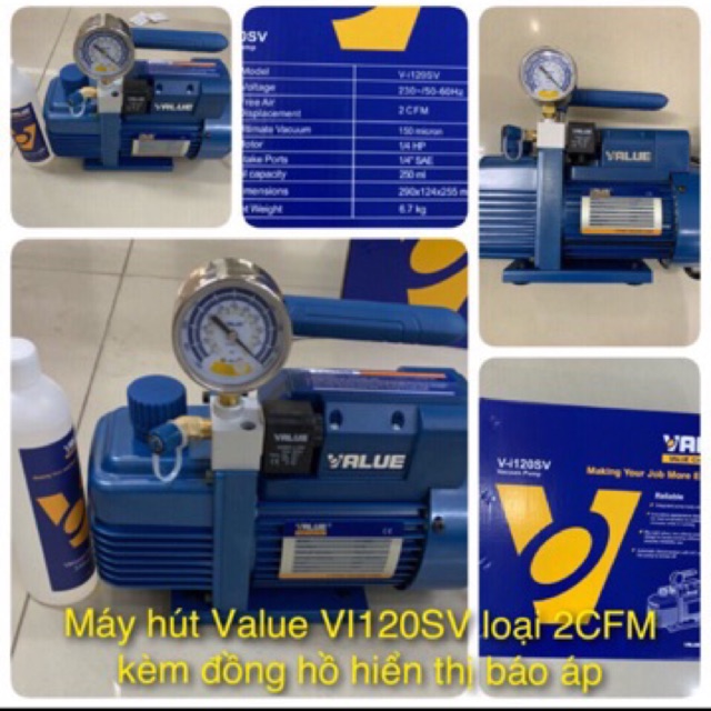 Máy hút chân không V-i120SV-2CFM-có đồng hồ báo áp