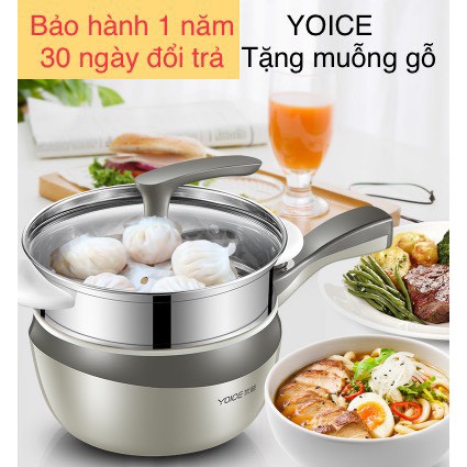 [Mã 254ELSALE giảm 7% đơn 300K] Nồi điện đa năng Yoice, chống dính, sử dụng để nấu lẩu, chiên, xào, luộc, INOX 304