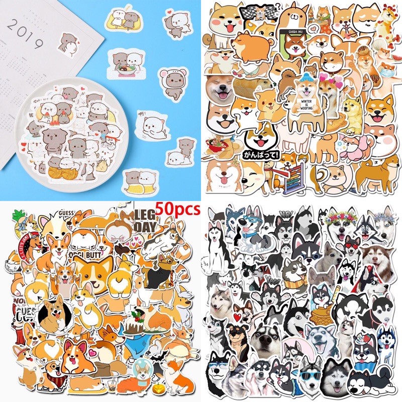 Stickers dễ thương in hình chó mèo