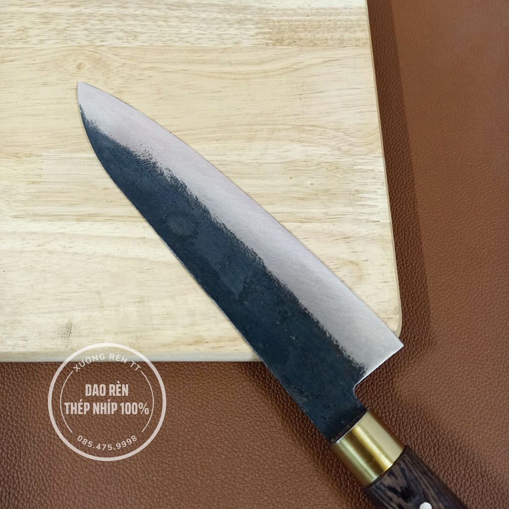 Dao Thái Lọc Thép Nhíp Nga - Dao Làm Bếp Rèn Thủ Công, Cán Gỗ Mun Cao Cấp