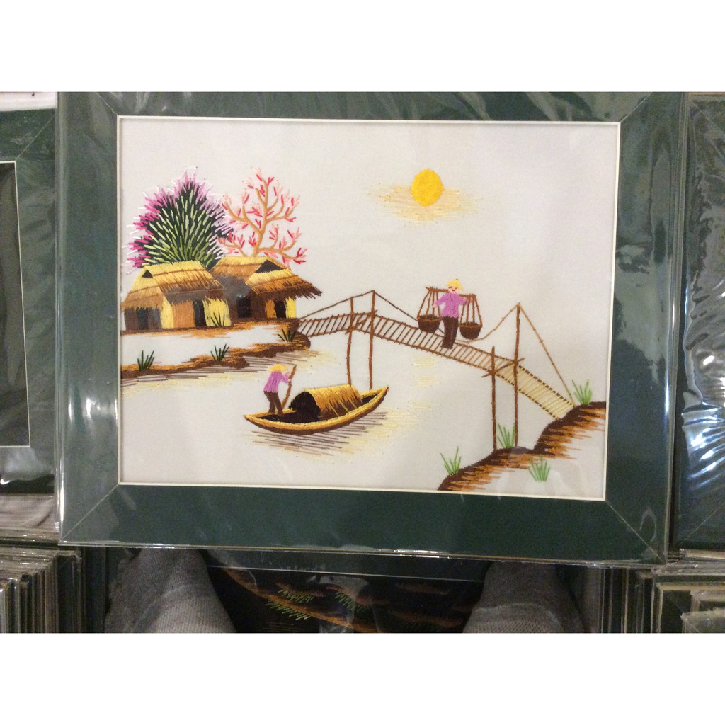Tranh thêu quà tặng du lịch Đồng Quê Nam Bộ