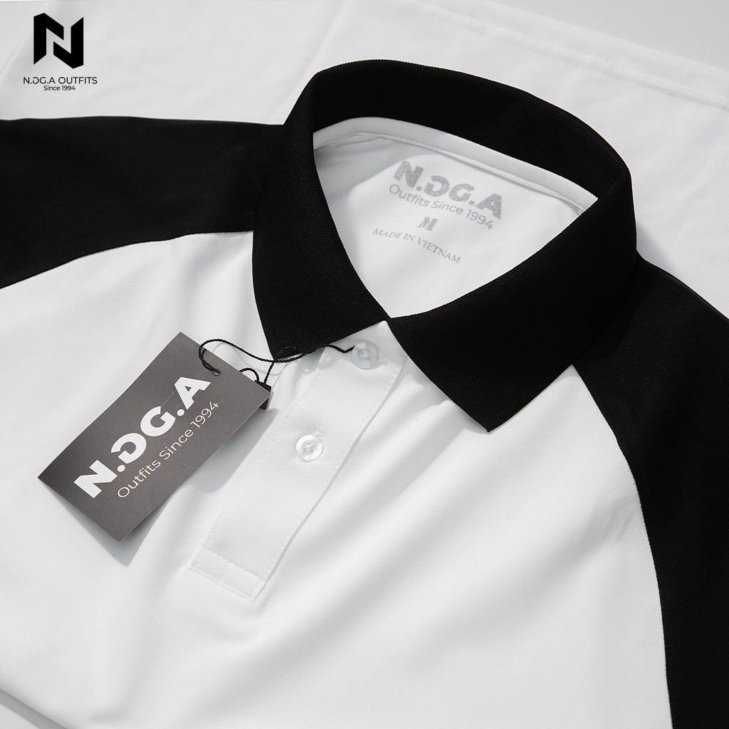 Áo Polo Nam N.GG.A phối màu trắng đen kiểu dáng lịch sự chất cotton 100% siêu thoáng mát - Đủ size