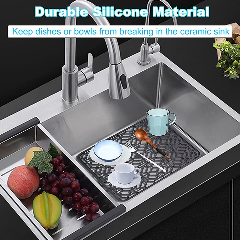 Tấm Silicone Màu Xám Chống Trượt Chịu Nhiệt Bảo Vệ Bồn Rửa Chén