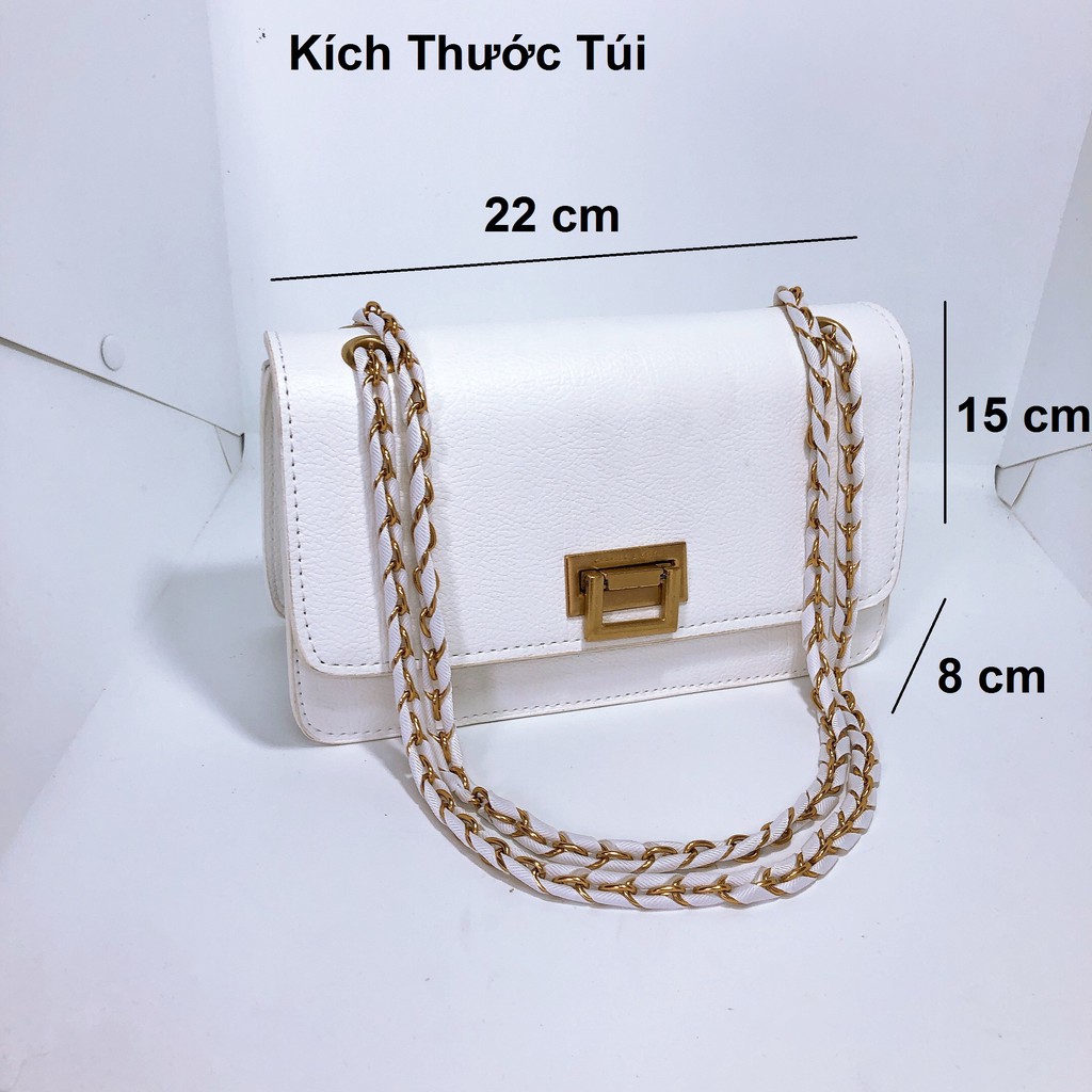 Túi Xách Nữ⚡Bán Sỉ⚡PG 10 - Có Ảnh + Video Thật-Da PU 3 Lớp, 2 Ngăn, Dập Vân Chìm, Dây Xích Sịn Lồng Vải Đeo Vai Chéo