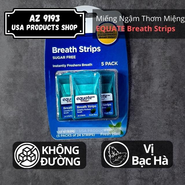 [Mua Tại Mỹ] Miếng Ngậm Thơm Miệng EQUATE 24 miếng/ hộp, Không Đường, Cải Thiện Hơi Thở Tức Thì, Vị Bạc Hà - Az 9193