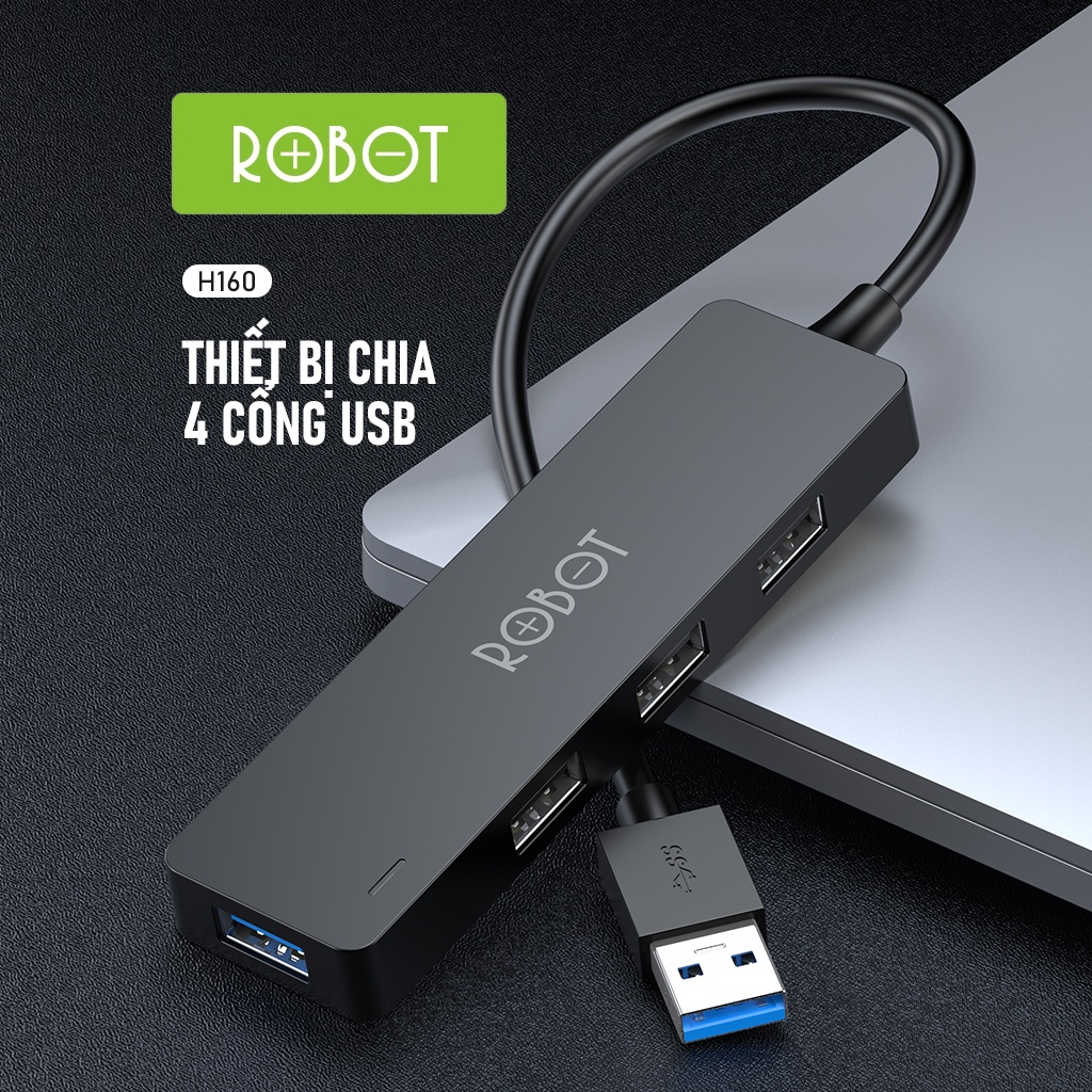 USB Hub Chuyển Đổi ROBOT H160 USB A Sang 4 Cổng USB 3.0 USB 2.0 Tốc Độ Truyền Tải Tối Đa 5Gbps