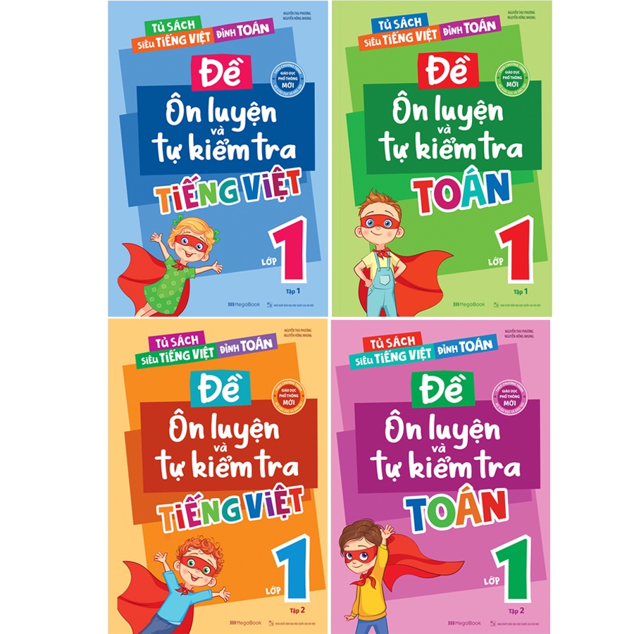 Sách Combo 4 cuốn Đề ôn luyện và tự kiểm tra Toán, Tiếng Việt lớp 1