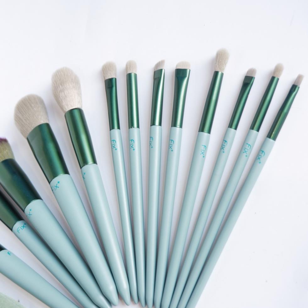 Bộ cọ trang điểm cá nhân cao cấp 13 cây Fix+ màu xanh/ màu hồng Pastel trendy NPP Shoptido