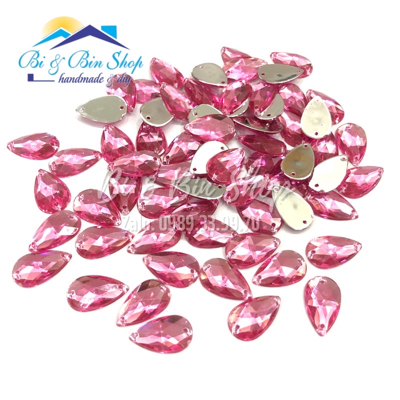 72 Viên Đá Kết Giọt Nước 11x18mm Đính Kết Trang Phục Thời Trang, Làm Phụ Kiện Handmade