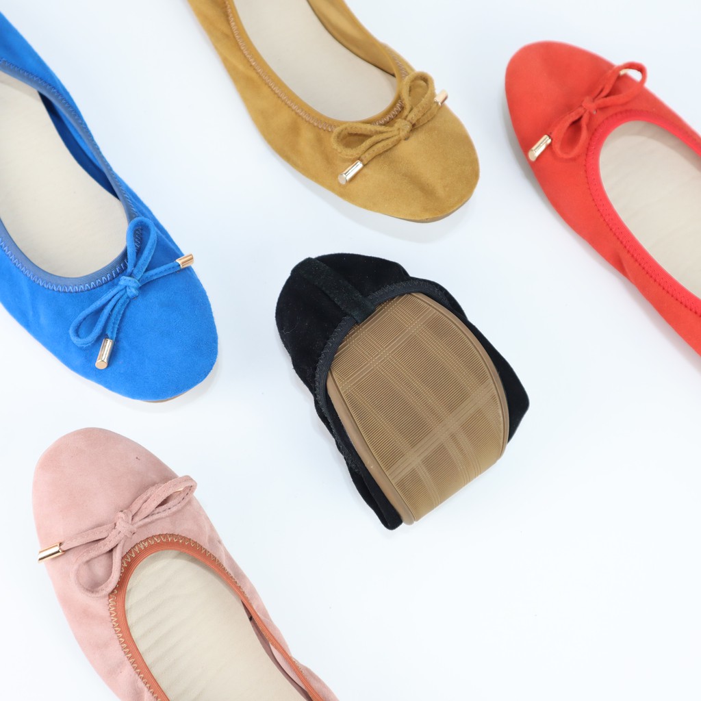 Giày búp bê Cillie da thật mũi tròn gắn nơ 1012 | BigBuy360 - bigbuy360.vn