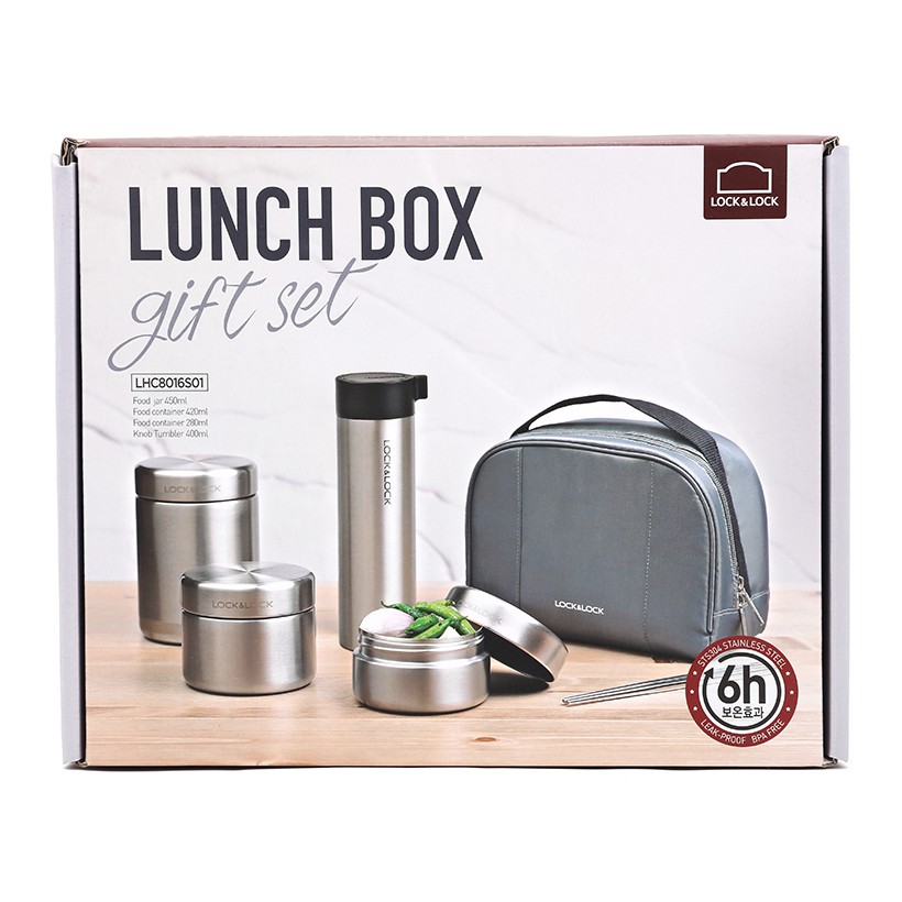 hộp cơm kèm bình giữ nhiệt inox 304 Lock&Lock LHC80Bộ 16S01