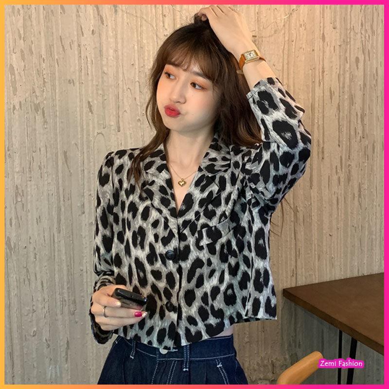 Áo Croptop Nữ, Áo Sơ Mi CropTop Họa Tiết Da Báo Cổ Vest Ulzzang | BigBuy360 - bigbuy360.vn