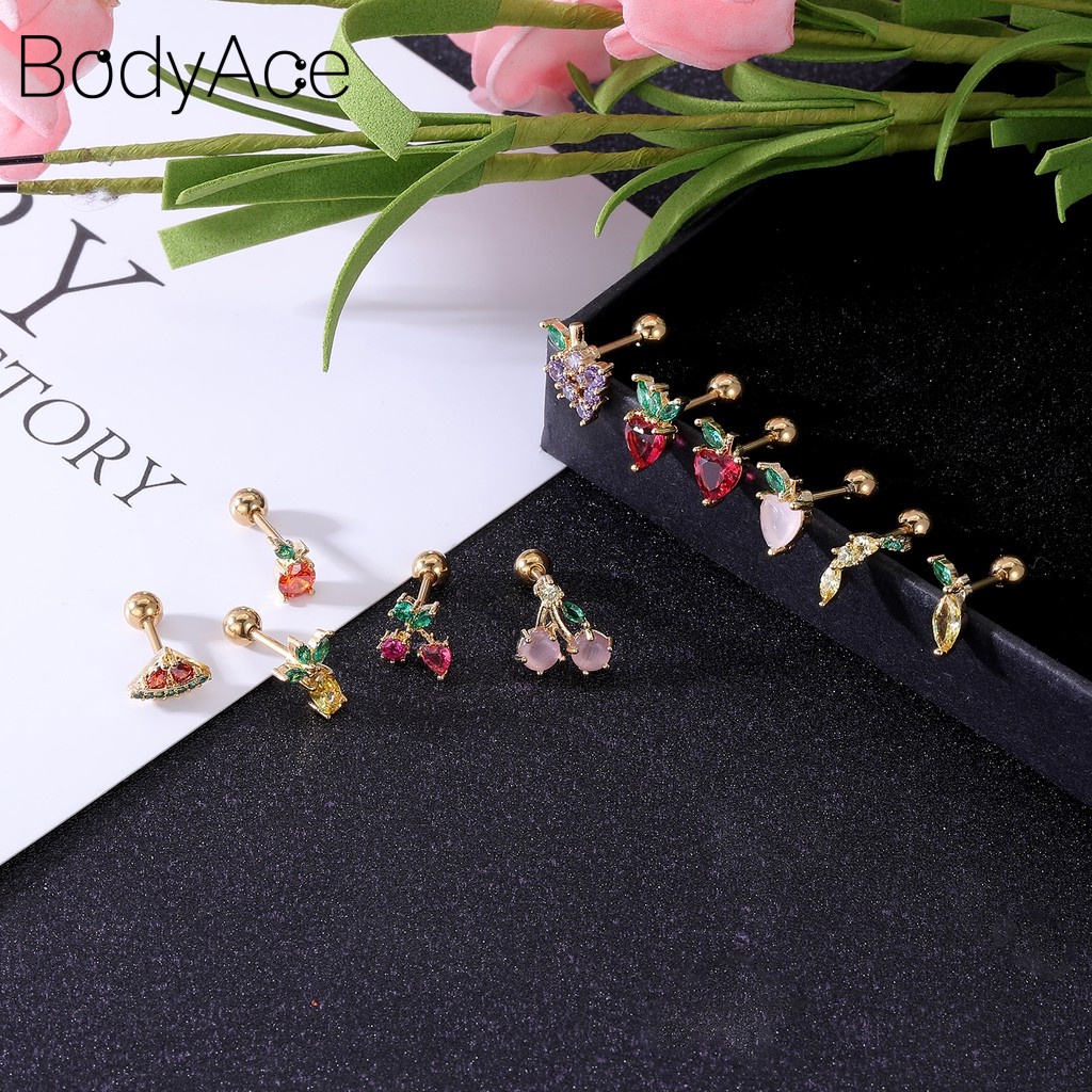 1 Cặp Khuyên Tai Bạc 925 Hình Trái Cây Xinh Xắn Cho Nữ