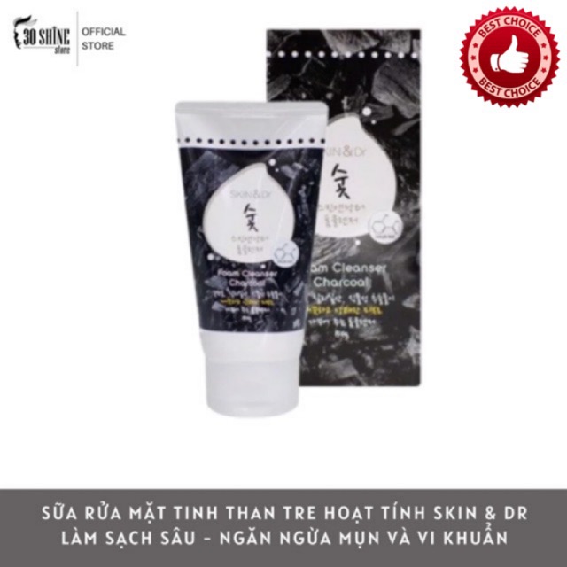 Sữa rửa mặt nam than hoạt tính 30Shine Skin&Dr dưỡng ẩm trắng da sạch sâu cho da mụn - 30Shine phân phối chính hãng | BigBuy360 - bigbuy360.vn