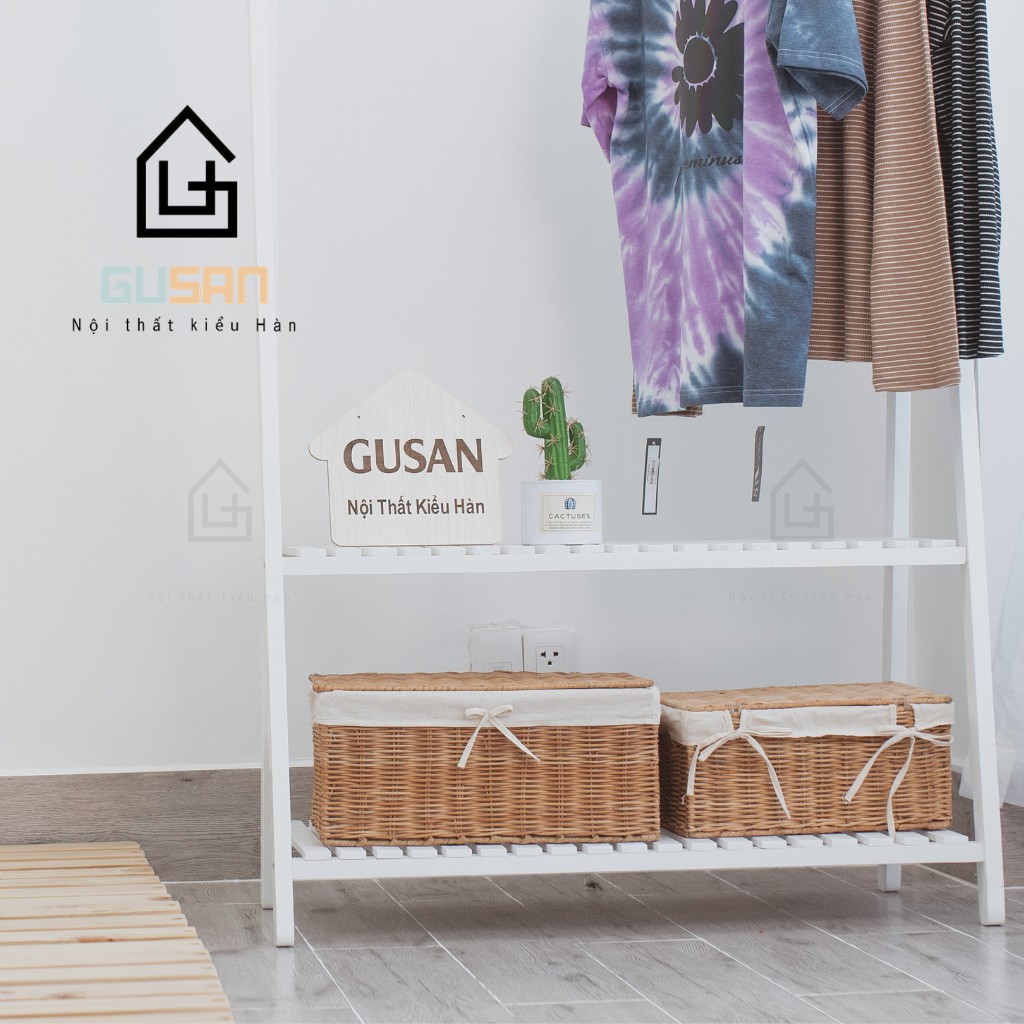 Giá Treo Quần Áo 2 tầng thông minh chữ A bằng gỗ màu trắngGUSAN không gắn tường phù hợp shop thời trang phong cách Hàn