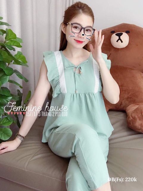 Bộ ngủ cánh tiên, đồ ngủ babydoll, đồ ngủ dễ thương, đồ bộ lửng, đồ ngủ lửng, đồ lửng mặc ở nhà