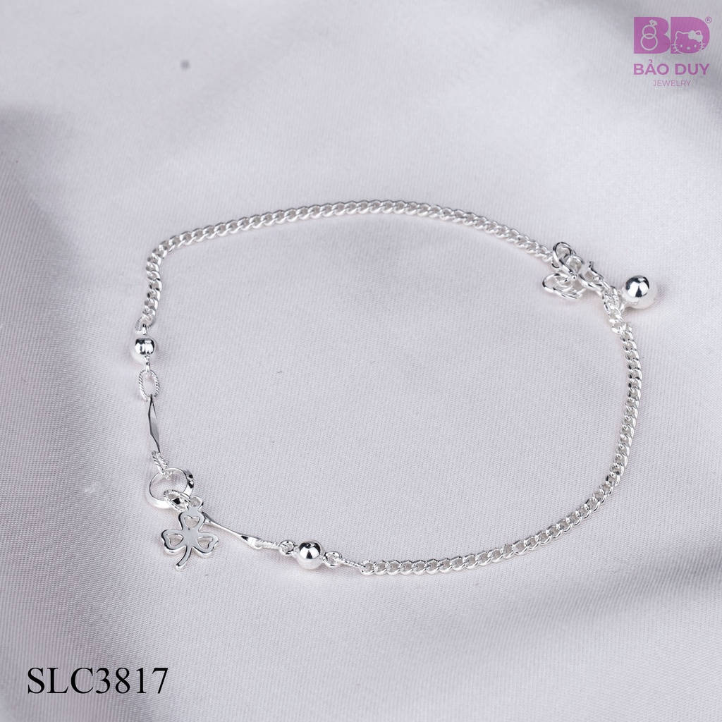 Lắc chân bạc nữ  charm nơ phối bi Bảo Duy Jewelry - SLC3817