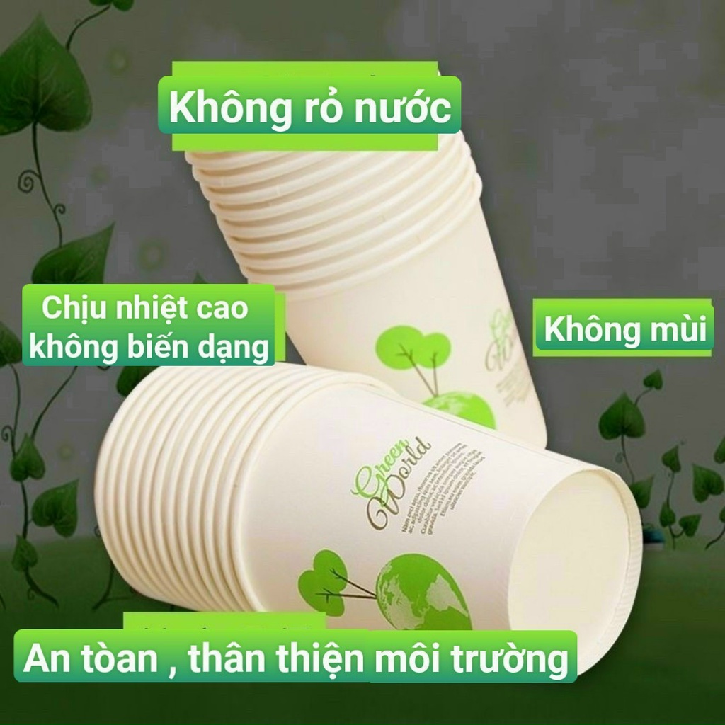 Túi 50 chiếc cốc giấy dùng 1 lần dung tích 250ml, ly giấy uống nước, trà, cà phê in hình tiện dụng