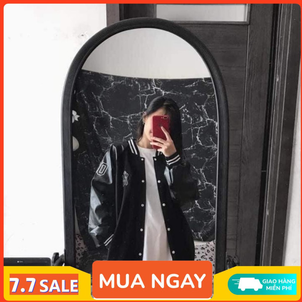 [SALE HUỶ DIỆT] Áo khoác bomber nữ da phối nỉ, kiểu đẹp, hoạ tiết chữ thêu, phong cách năng động