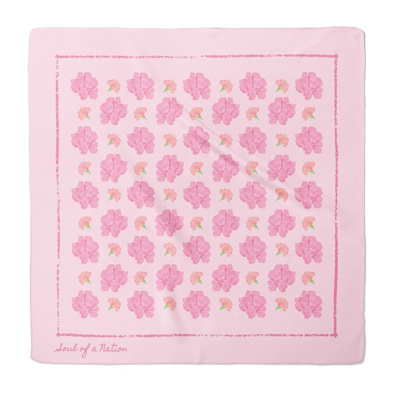 Khăn choàng cổ lụa Satin cao cấp In họa tiết Hoa Cẩm Chướng - Bản Hoa Nhỏ - 70x70cm