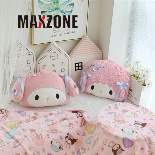 SANRIO Bộ Chăn Gối Di Động Họa Tiết Hoạt Hình Kuromi Melody Dễ Thương Cho Học Sinh / Văn Phòng
