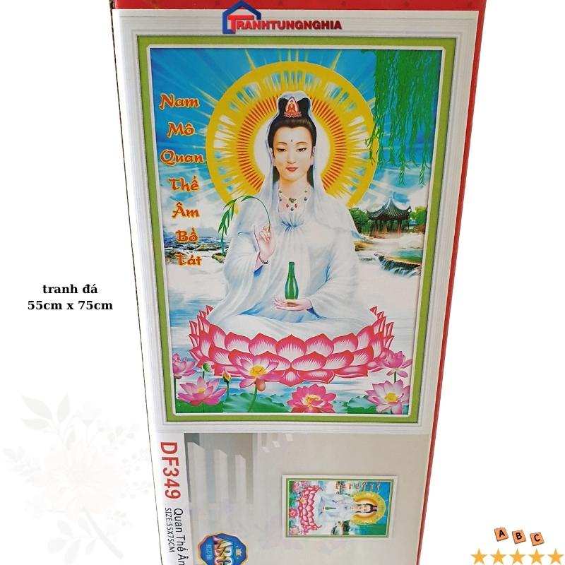 Tranh đính đá, tranh thêu chữ thập quan thế âm bồ tát