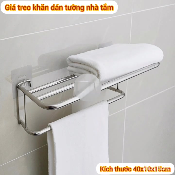 Giá treo khăn nhà tắm, kệ dán tường inox 40 cm treo khăn treo đồ đa năng tiện dụng - Elliver | BigBuy360 - bigbuy360.vn