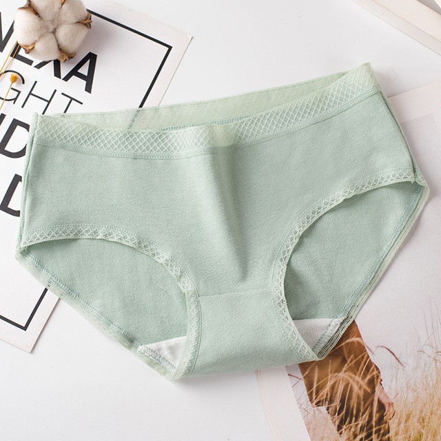 Quần lót nữ Cotton - quần chip nữ cạp Lưới họa tiết QR02- có bigsize
