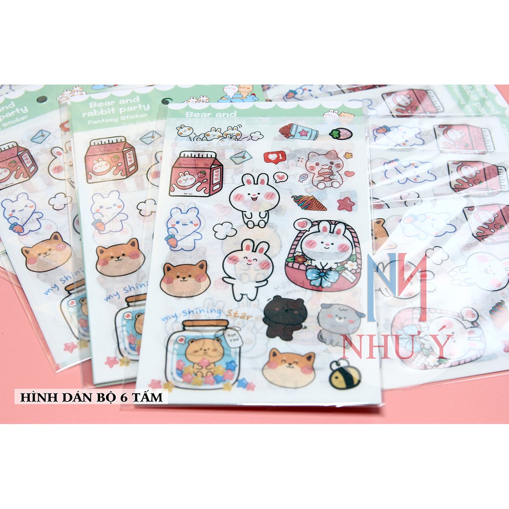 Sticker HÌNH DÁN BỘ 6 TẤM - PHụ kiện Hani