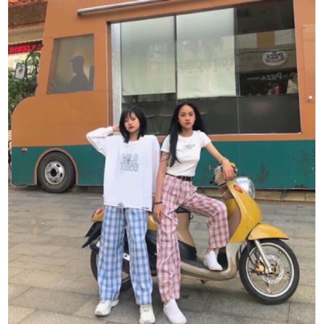 [GIÁ SỐC]Quần kẻ caro ống rộng ullzang kéo dài chân siêu hottt QK64 | BigBuy360 - bigbuy360.vn