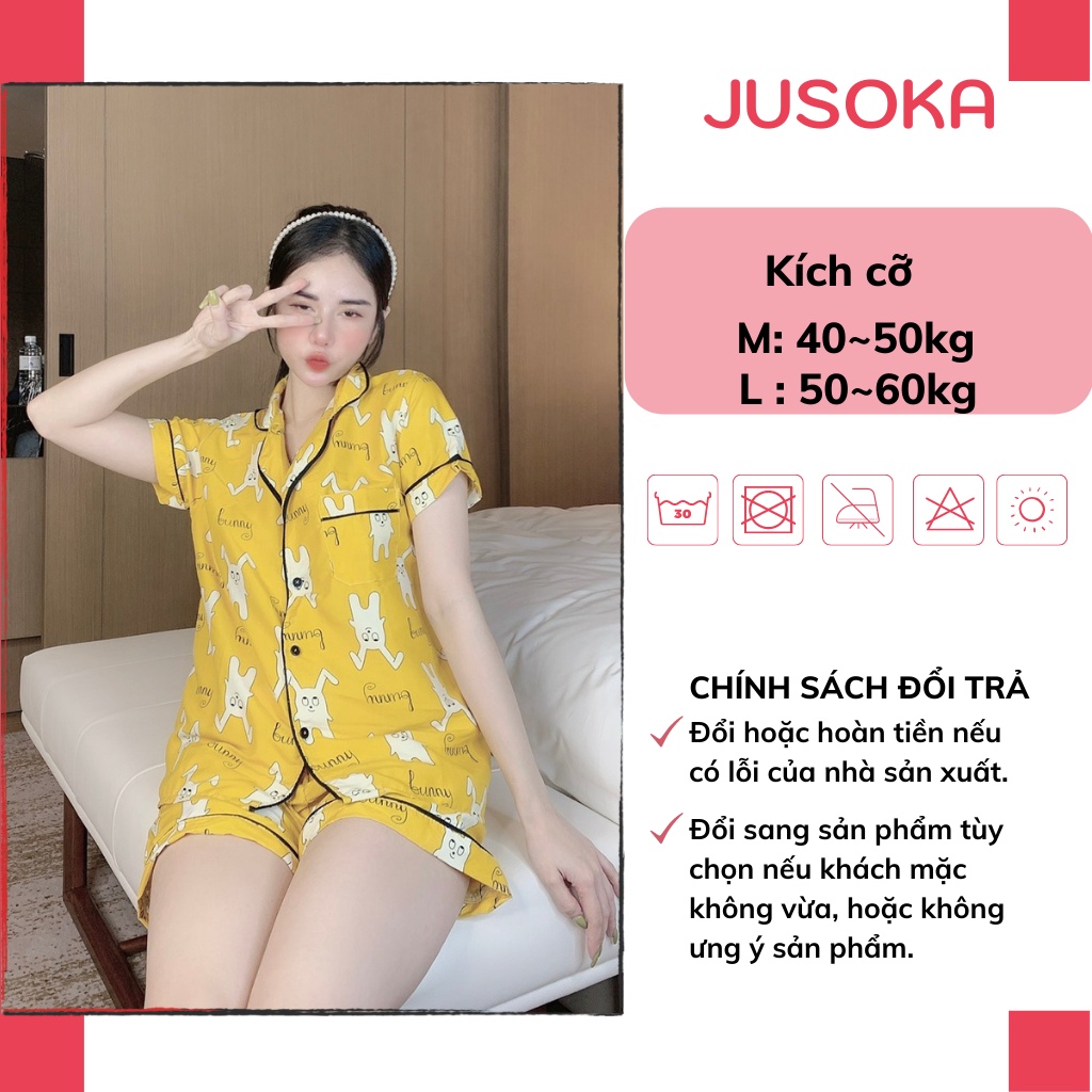 Đồ bộ nữ pijama lụa ngủ mặc nhà áo cộc quần đùi bigsize dễ thương chất liệu Kate Thái thoáng mát JUSOKA