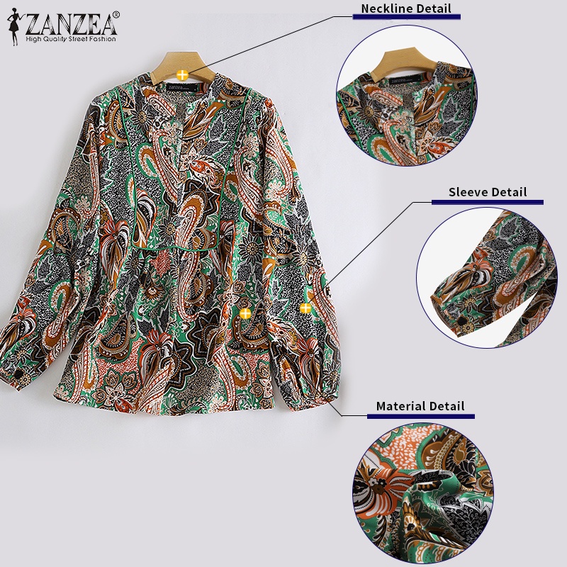 Zanzea Áo Kiểu Babydoll Tay Phồng Họa Tiết Paisley Phong Cách Châu Âu Cho Nữ